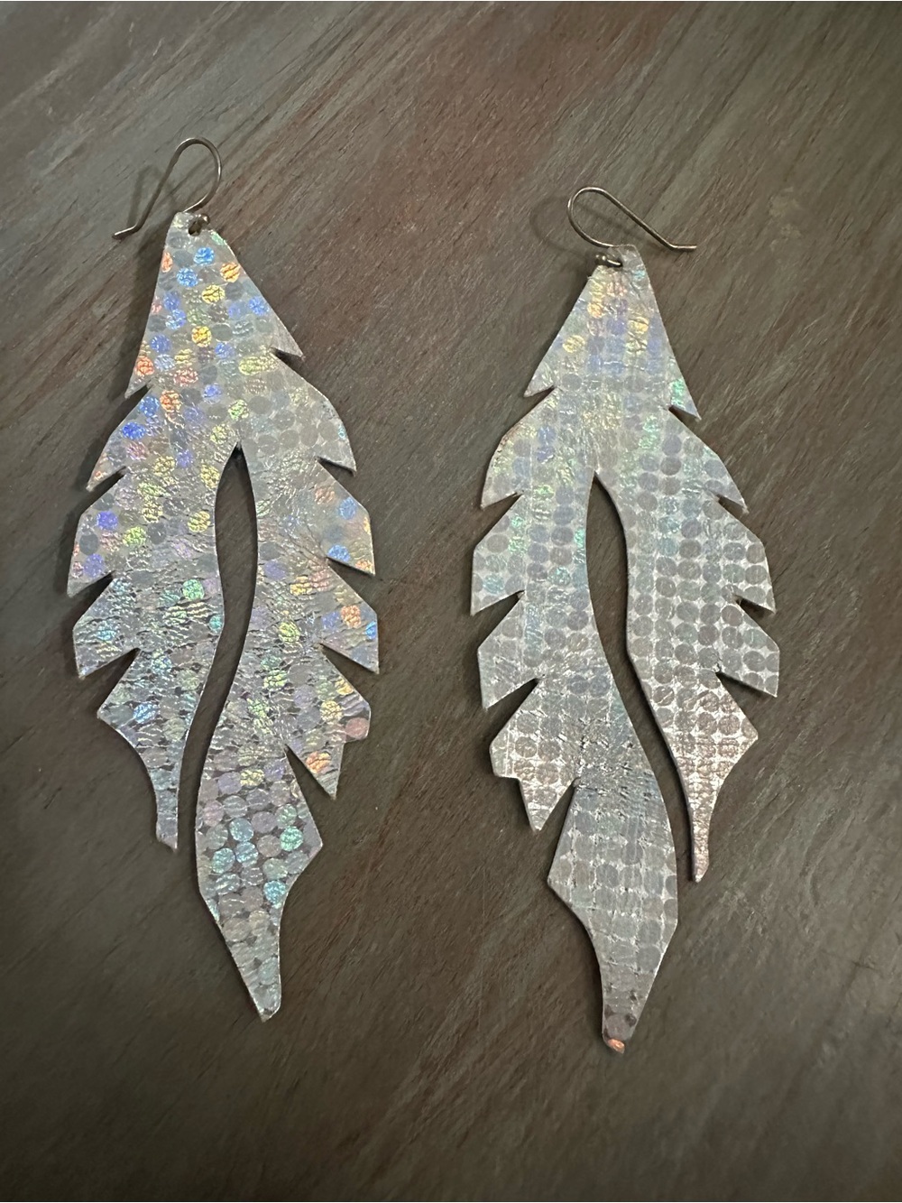 Silver feather earrings